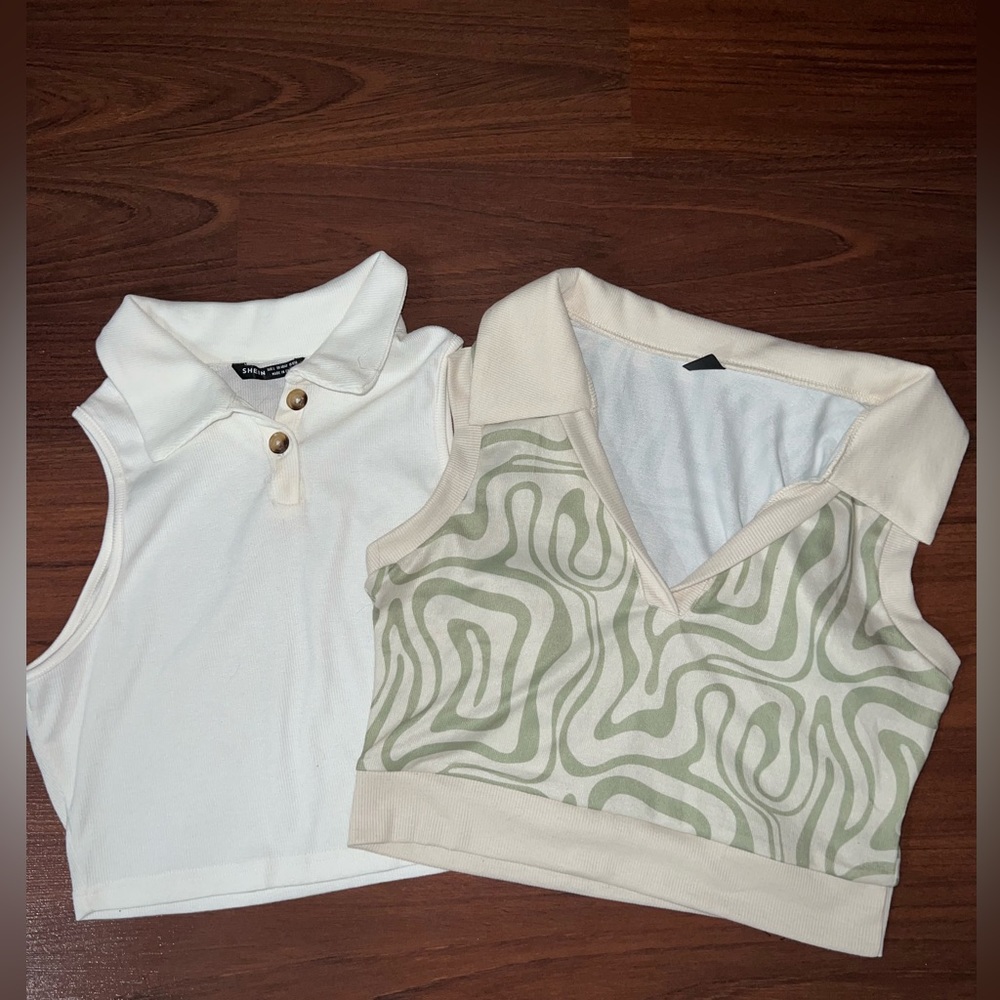 SOLD:: SHEIN SELLING TOGETHER-  cropped, collared, sleeveless sweaters